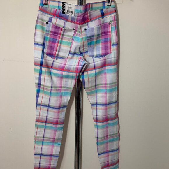 BNWT Hue Skimmer Madras Plaid Jeggings Women's S - Picture 2 of 2